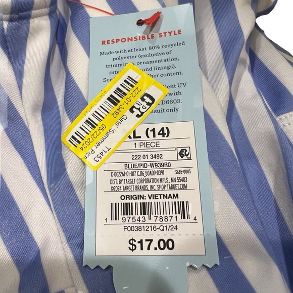 CAT & JACK GIRLS SWIMSUIT SIZE XL - Picture 4 of 7